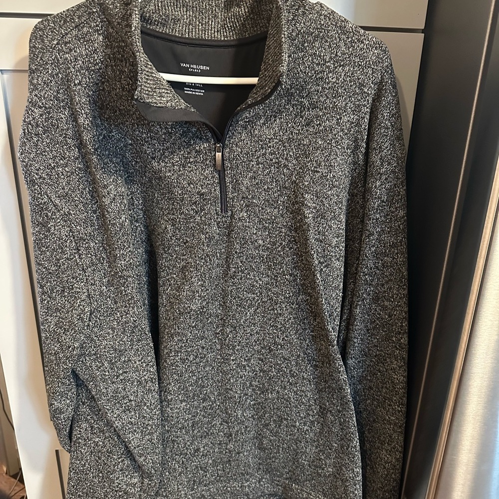 Van Heusen Men's Gray Sweater quarter zip 3XL Big and Tall Pullover Golf